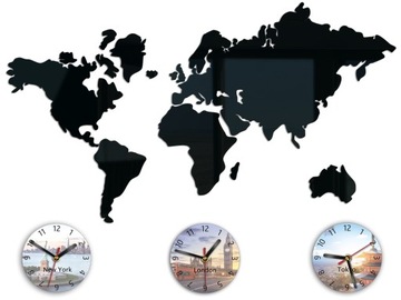 ZEGAR MAPA ŚWIATA NAKLEJANY XLL PREZENT NOWOCZESNY