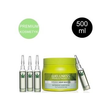 MASKA DO WŁOSÓW WELLNESS Z KONOPIĄ 500ML + 4X10ML