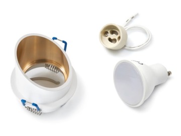 ZESTAW OPRAWA HALOGENOWA STAŁA BIAŁA +ŻARÓWKA LED 5W + GU10 3000K