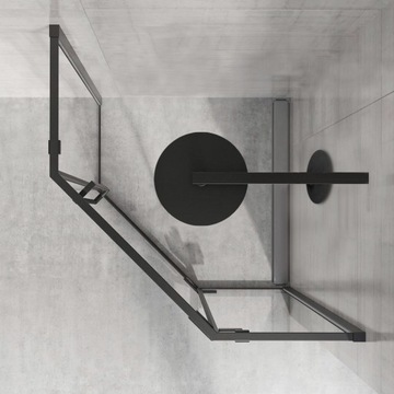 ПЯТИГОНАЛЬНАЯ ДУШЕВАЯ КАБИНА, ЧЕРНЫЙ КАРКАС 80x80