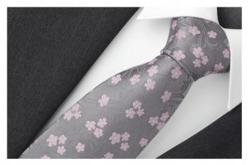 Галстук мужской из микрофибры СВАДЕБНЫЕ Цветы Розовый Серый G84