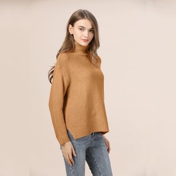 SWETER-EK DAMSKI Z GOLF-EM CIEPŁY MODNE KOLORY