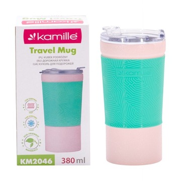 KUBEK TERMICZNY TERMOS STALOWY 100% SCZELNY pojemny bidon KAMILLE 380 ml