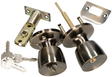 GAŁKA GAŁKI DRZWI ZAMEK Z BLOKADĄ OBROTOWA PATYNA