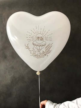 Белый шар-сердечко для причастия, 6 шт.