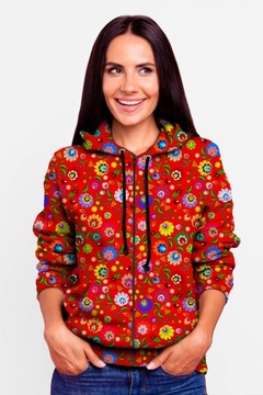 BLUZA DAMSKA ZAMEK PRINT S FOLKLOR ŁOWICKI MODNA