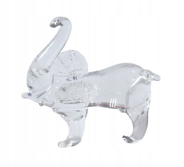 SŁONIK SZKLANY FIGURKA SŁOŃ Z TRĄBĄ NA SZCZĘŚCIE