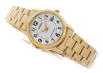 ЖЕНСКИЕ ЗОЛОТЫЕ ЧАСЫ CASIO С ДАТОЙ LTP-V002D-7BUDF + КОРОБКА