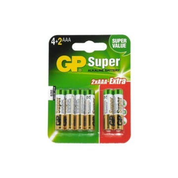 БАТАРЕЙКА GP SUPER ALKALINE LR03 AAA 24A-U6 BL6