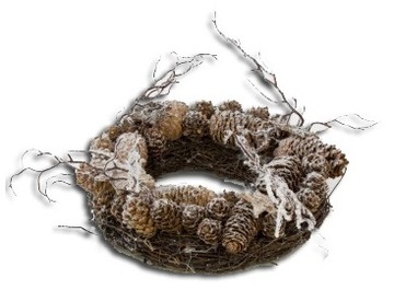 WIANEK RATANOWY Z SZYSZKAMI I ŚNIEGIEM 22CM ŚWIĘTA