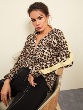 Bluzka szyfonowa leopard cętki lampasy w panterkę