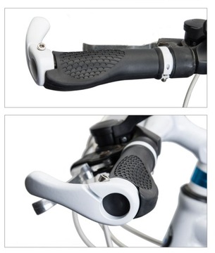 ПОРУЧКИ РУЛЯ РЕЗИНОВЫЕ ВЕЛОСИПЕДНЫЕ РОЖКИ, АЛЮМИНИЙ, БЕЛЫЕ, ПРОТИВОСКОЛЬЗЯЩИЕ