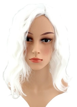 PERUKA COSPLAY 40 CM BOB GLAM ROCK BIAŁA