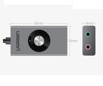 Звуковая карта USB Audio AUX 3,5 мм UGREEN 7.1