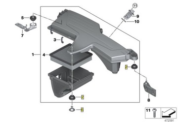 OE BMW DRŽÁKY FILTRU VZDUCHU F20 F30 F32 F36 13718507322