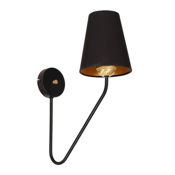 Lampa kinkiet Victoria mosiądz tkanina czarny