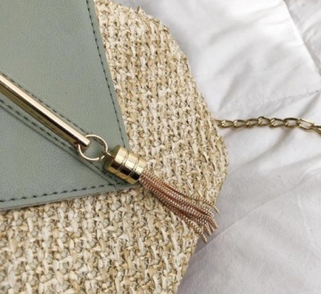 МИНИ-СОЛОМЕННАЯ СУМКА, ПЛЕТЕНАЯ КОРЗИНА, ЦЕПЬ