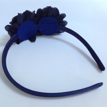 ПОВЯЗКА НА ГОЛОВУ С ЦВЕТАМИ, ТЕМНО-СИНЯЯ, УНИВЕРСАЛЬНЫЙ РАЗМЕР