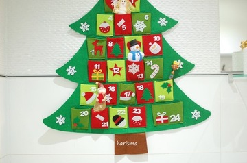 Адвент-календарь, большая елка из фетра + украшения