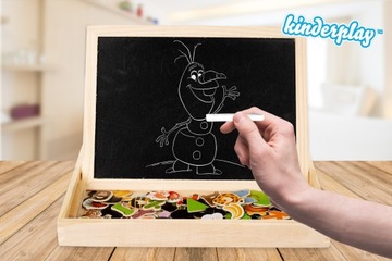 ДВУХСТОРОННЯЯ ДЕРЕВЯННАЯ МАГНИТНАЯ ДОСКА ДЛЯ ДЕТЕЙ ТВОРЧЕСКАЯ ПАЗЗЛ