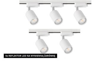 ZESTAW 5 LAMP NA WYMIENNE ŹRÓDŁO+SZYNOPRZEWÓD 3M
