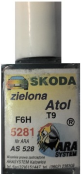 SKODA 5281 T9 F6H ATOL GREEN LAKIER SAMOCHODOWY ZAPRAWKA DO RYS 10 ML ARA