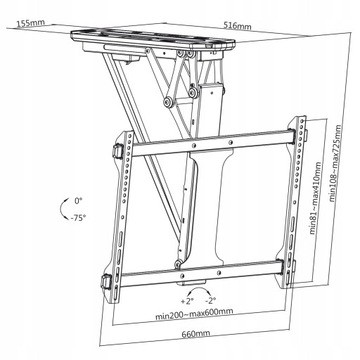 SUFITOWY ELEKTRYCZNY UCHWYT DO TELEWIZORA + PILOT