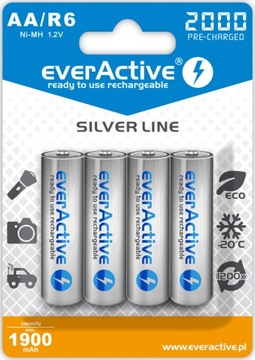 4x aku everActive R6/AA 2000 mAh silver line