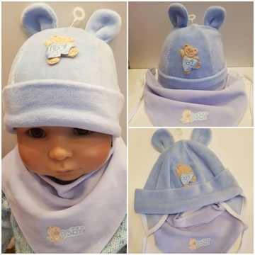 КОМПЛЕКТ ШАПКА МЕДВЕДЯ + ОБЕРТЫВКА НА ВЕЛКРО 0-12M-C 6 ЦВЕТОВ