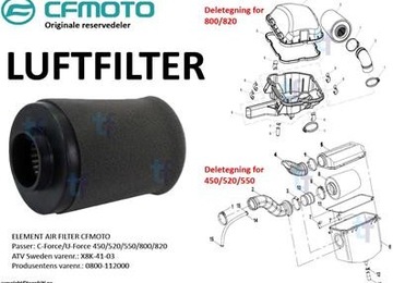 ВОЗДУШНЫЙ ФИЛЬТР CF MOTO 450 520 X8 800 -1000