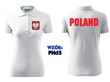 Koszulka Polo KIBICA POLSKA ORZEŁEK damska haft xS