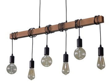 LAMPA WISZĄCA/SUFITOWA 015-6 DREWNO LOFT 120cm E27
