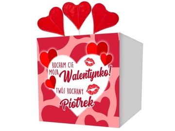 PUDEŁKO z LIZAKAMI prezent WALENTYNKI TWOJE IMIĘ !