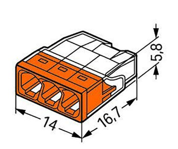 WAGO 2273-203 БЫСТРОРАЗЪЕМНЫЙ РАЗЪЕМ 3x2,5 ПРОВОДА 10 ШТ.