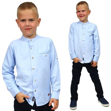 Elegancka KOSZULA ZE STÓJKĄ Breeze BŁĘKITNA 122