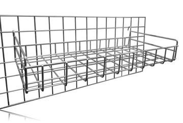 PÓŁKA ZAWIESZKA NA KRATĘ KRATKĘ HAK CHROM - 70cm