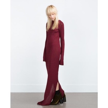 ZARA SUKIENKA MAXI DŁUGA MAXI CZERWONA PRĄŻKI M 38