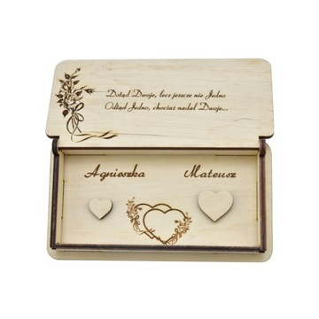 Pudełko na obrączki ślubne, grawerowane. Unikat!