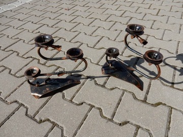Świecznik świeczniki metalowe kolor miedź 2 sztuki