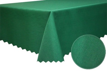 Obrus plamoodporny ciemnozielony w ząbek 150x300