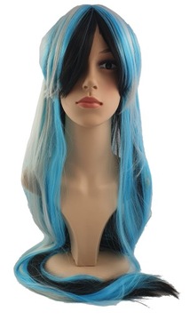 COSPLAY PERUKA 100 CM DŁUGA ANIME MANGA NIEB-CZARN