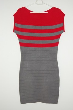 śliczna sukienka Orsay S 36 szaro-czerwona
