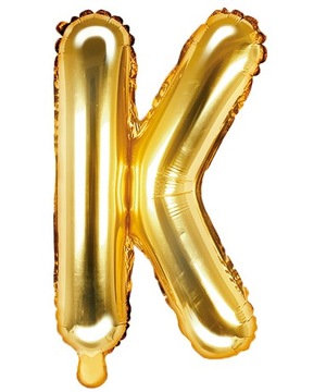 BALON FOLIOWY ZŁOTY LITERA K 1 18 50 URODZINY 35cm