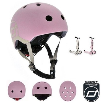 ШЛЕМ Scoot and Ride для детей Регулируемый светодиодный фонарь XXS-S Розовый 1–5 л