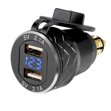 АДАПТЕР DIN ВОЛЬТМЕТР 2x USB 2.1A МОТОЦИКЛ