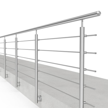 Balustrada nierdzewna, montaż boczny, wypełnienie 5 x Ø12 mm, długość 3 m