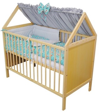 Комплект детской кроватки, диванчик 2в1, Дом Ясь, сосна, 120х60 см, постельное белье