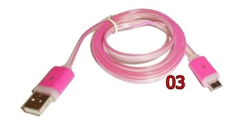 KABEL micro USB LED ŚWIECĄCY SZYBKIE ŁADOWANIE 1m