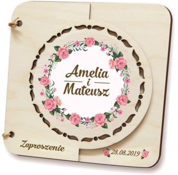 ZAPROSZENIA ZAPROSZENIE na ŚLUB ŚLUBNE DREWNIANE