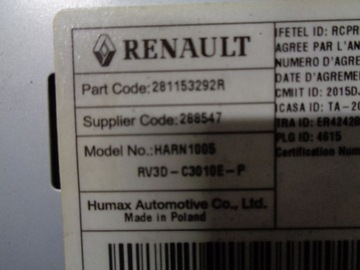 RENAULT CAPTUR LIFT РАДИО CD 281153292R